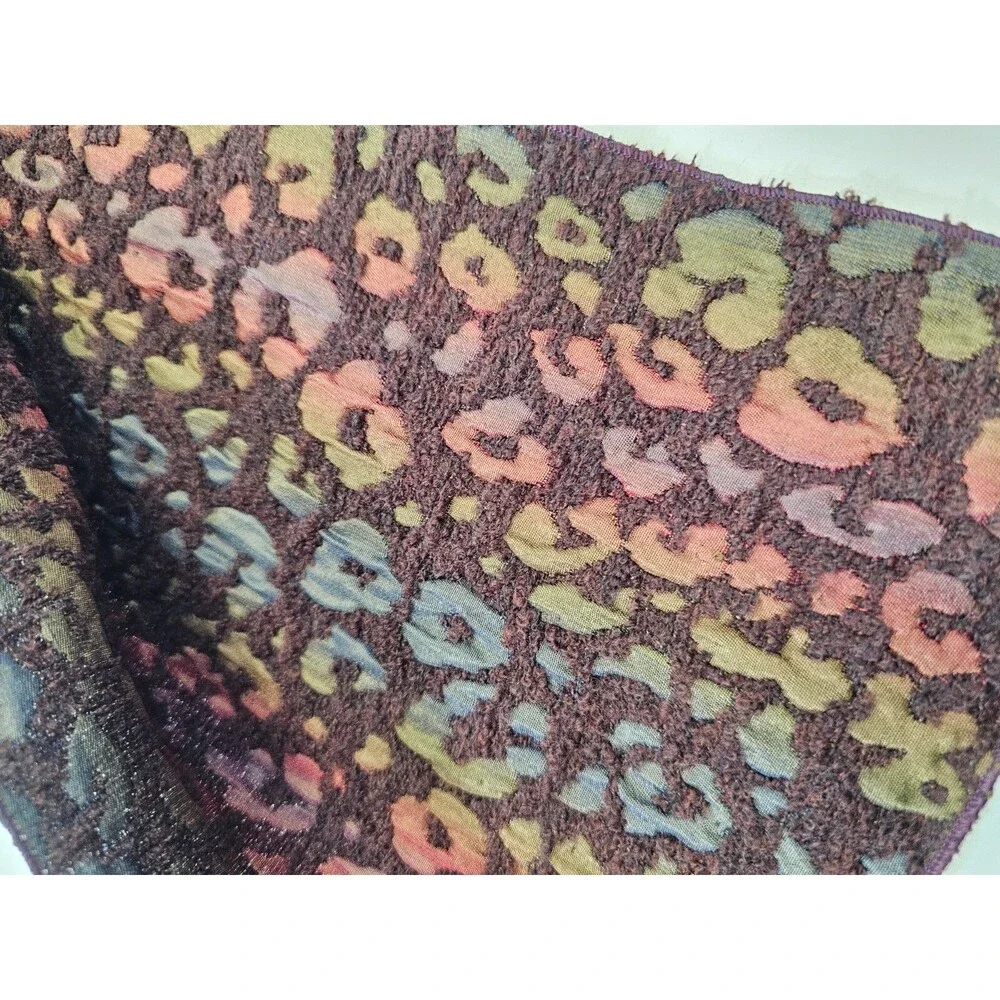 Saldarini Rainbow Multicolor Cheetah Print Wool Silk Scarf Wrap‎ Shawl EUC